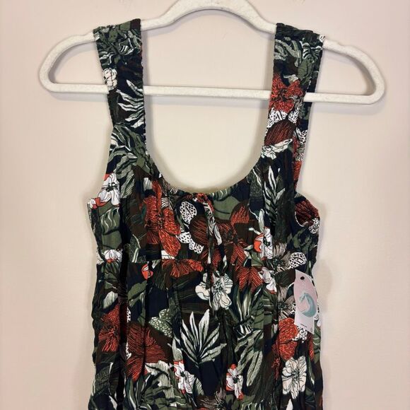 New Volcom Black with Orange Floral Coco Ho Cami Tank Top Medium - Picture 3 of 7